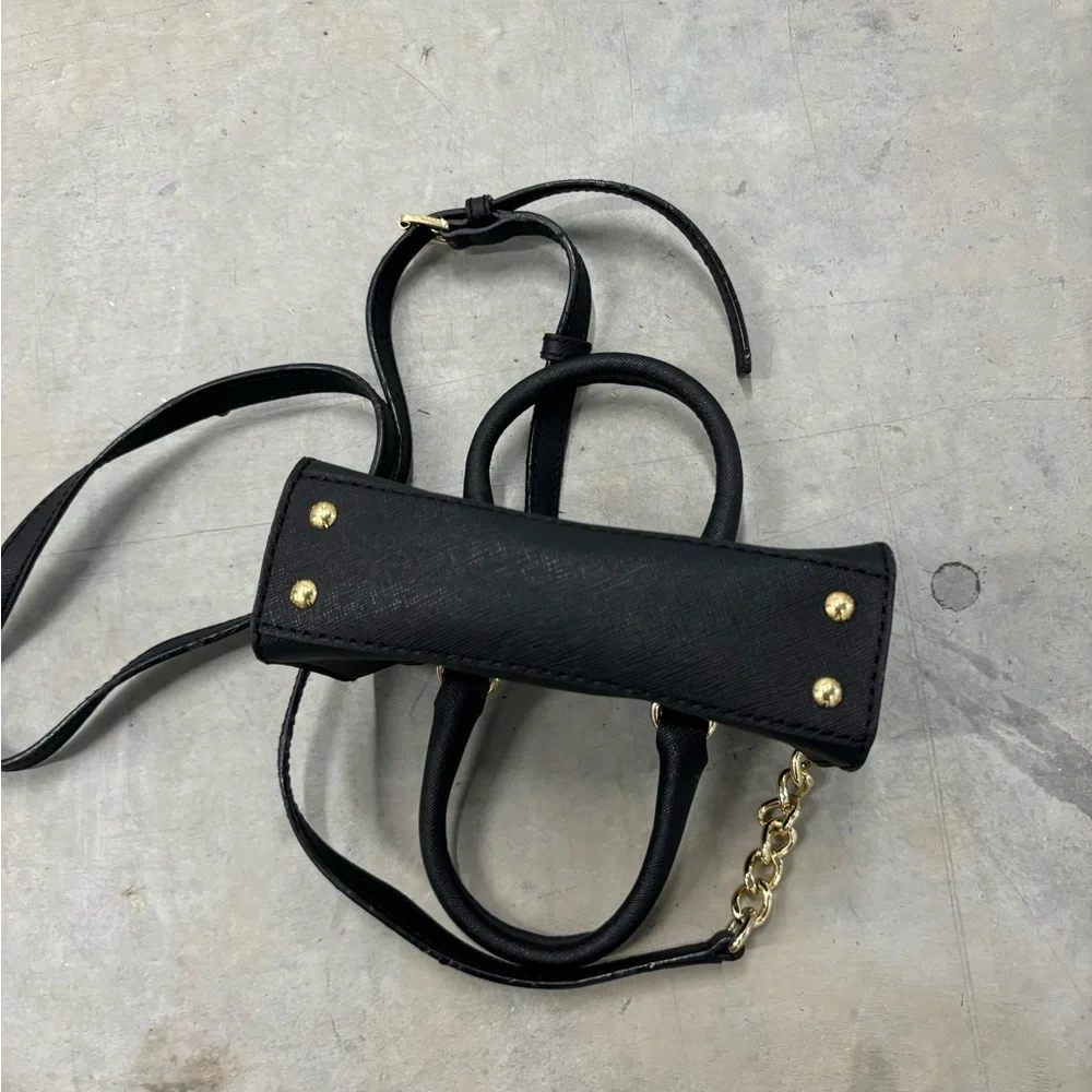 Michael‎ Kors Micro Hamilton Black Leather Crossbody Handbag